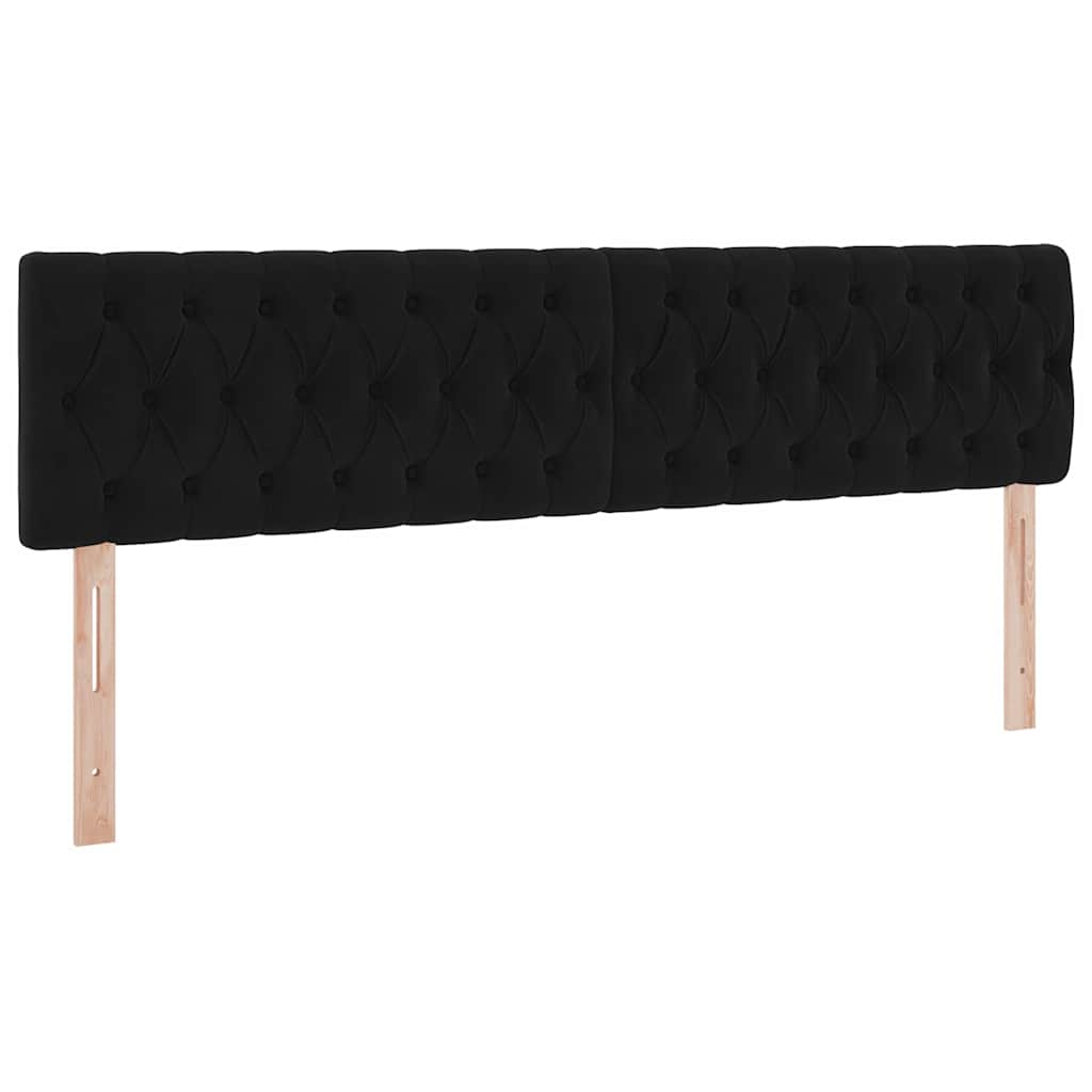 Ágy LED -es lámpákkal fejtámlával Fekete 180 x 200 cm Bársony