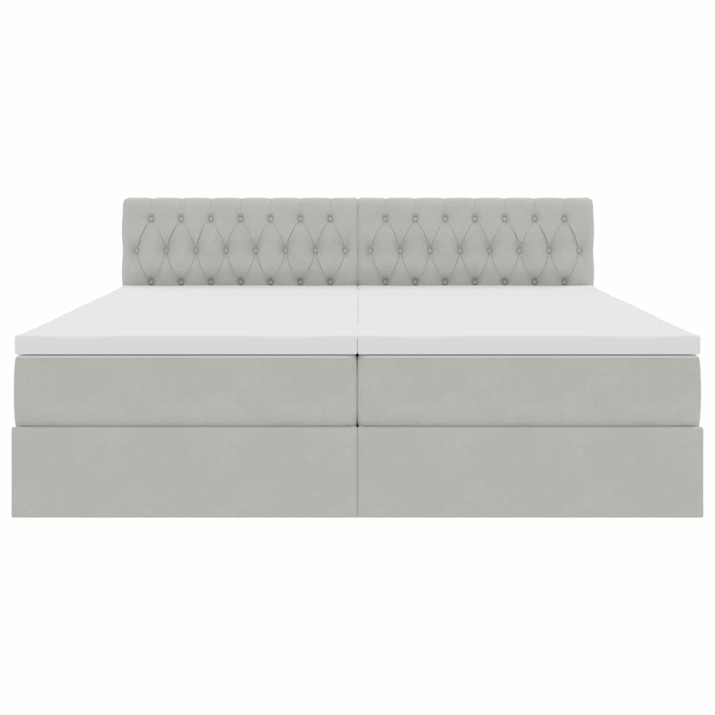 Ágy LED -es lámpákkal Világosszürke 200 x 200 cm Bársony