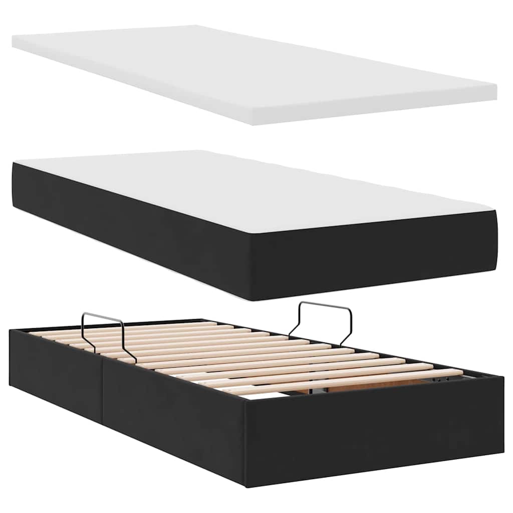 Ágy LED -es lámpákkal fejtámlával Fekete 180 x 200 cm Bársony