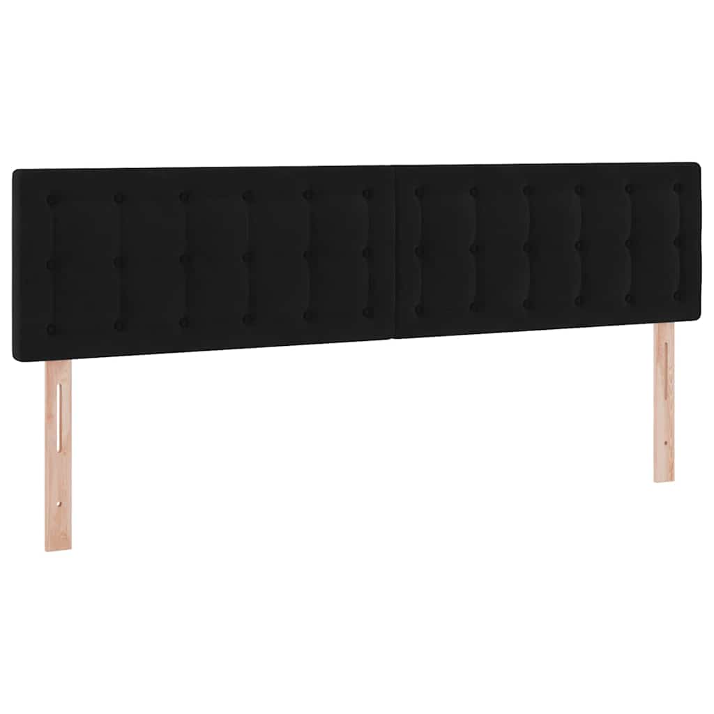 Ágy LED -es lámpákkal fejtámlával Fekete 180 x 200 cm Bársony