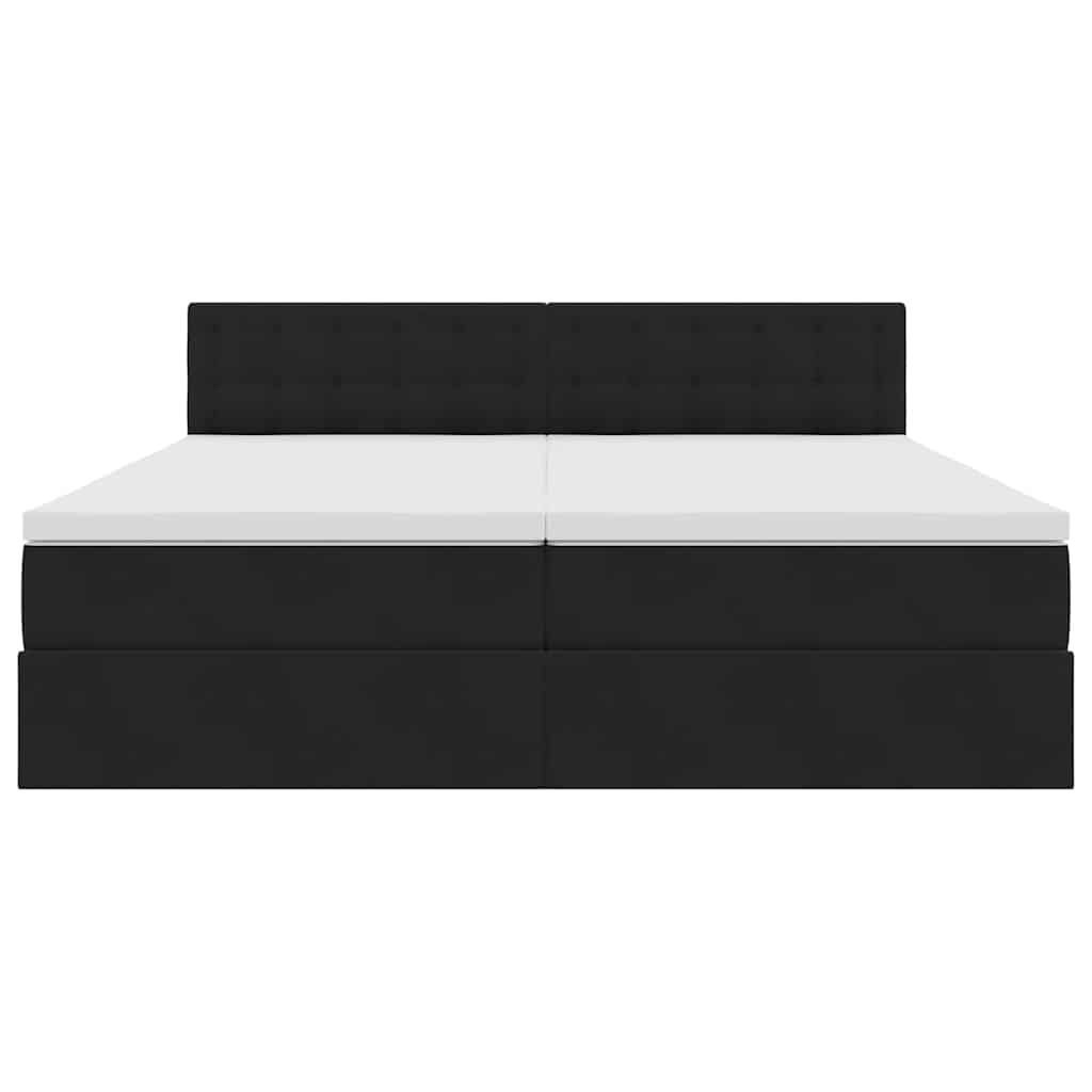 Ágy LED -es lámpákkal fejtámlával Fekete 180 x 200 cm Bársony