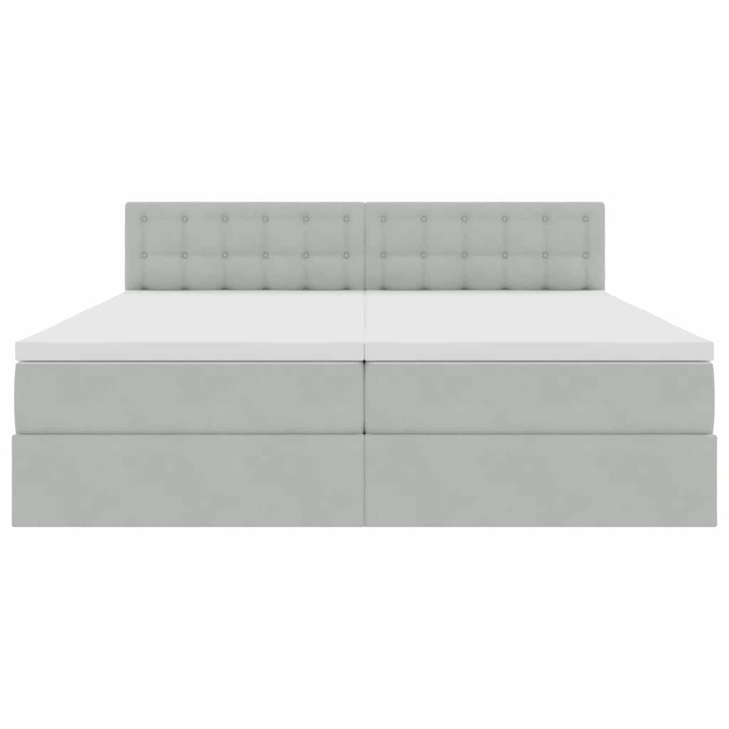 Ágy LED -es lámpákkal Világosszürke 200 x 200 cm Bársony