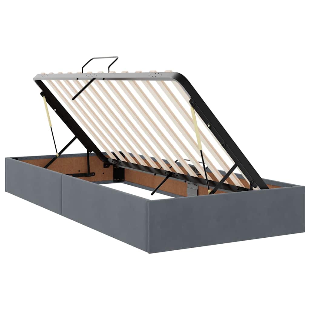 Ágy LED -es lámpákkal Sötétszürke 200 x 200 cm Bársony