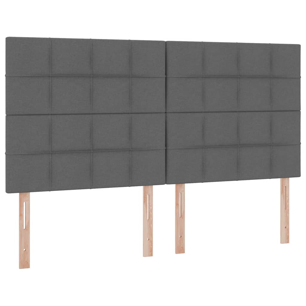 Ágy LED -es lámpákkal tárolóval Sötétszürke 180 x 200 cm szövet