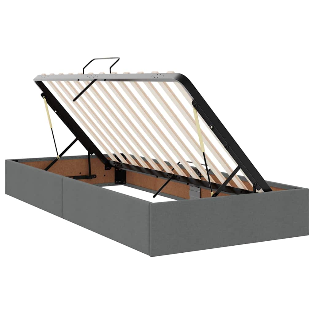 Ágy LED -es lámpákkal tárolóval Sötétszürke 180 x 200 cm szövet