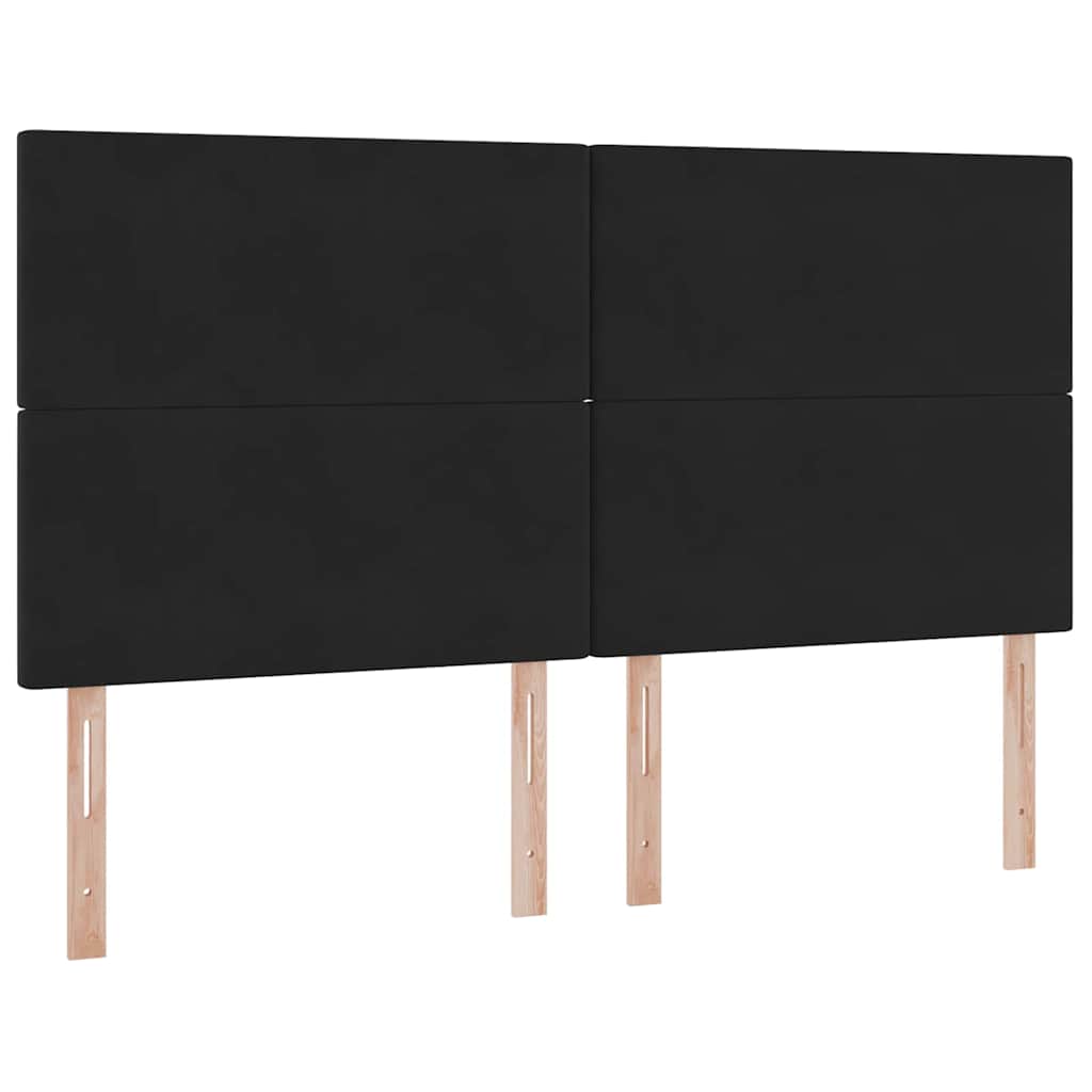 Ágy LED -es lámpákkal fejtámlával Fekete 200 x 200 cm Bársony