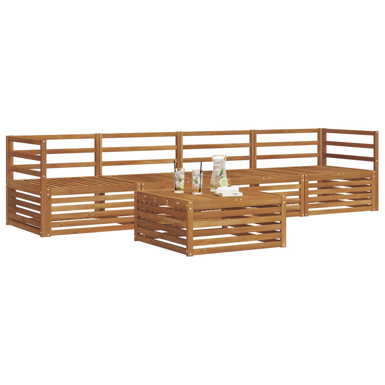 Kültéri kanapé szett 5 pcs Természetes