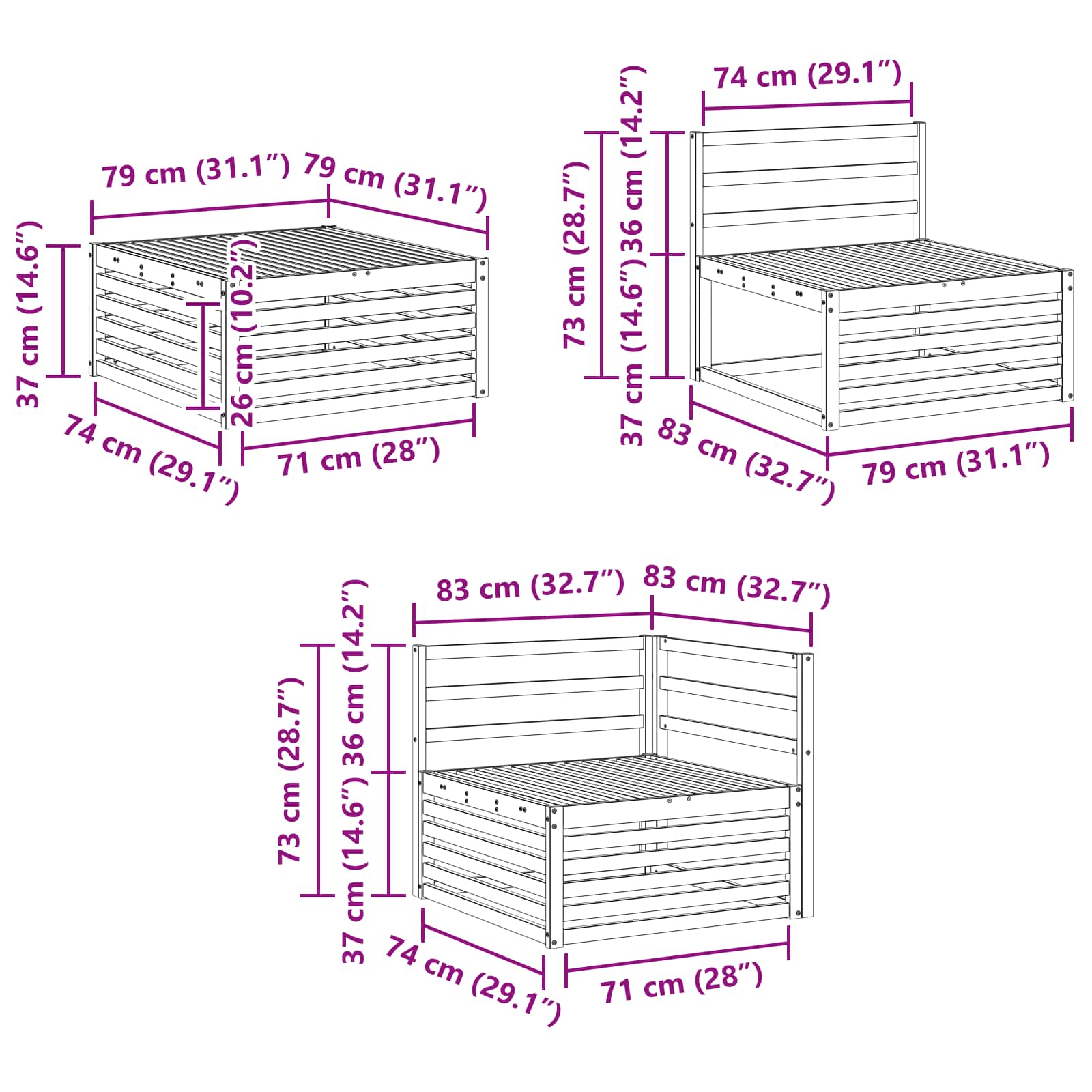 Kültéri kanapé szett 8 pcs Természetes