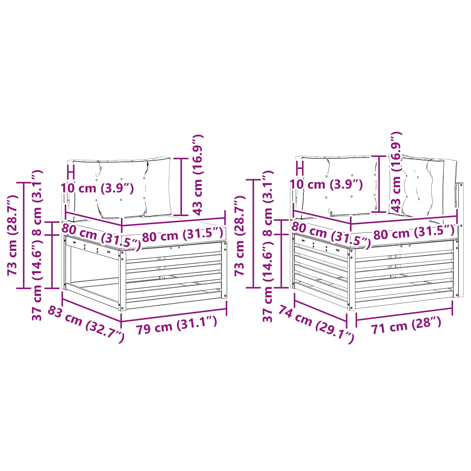 Kültéri kanapé szett párnával 4 pcs Természetes és bézs