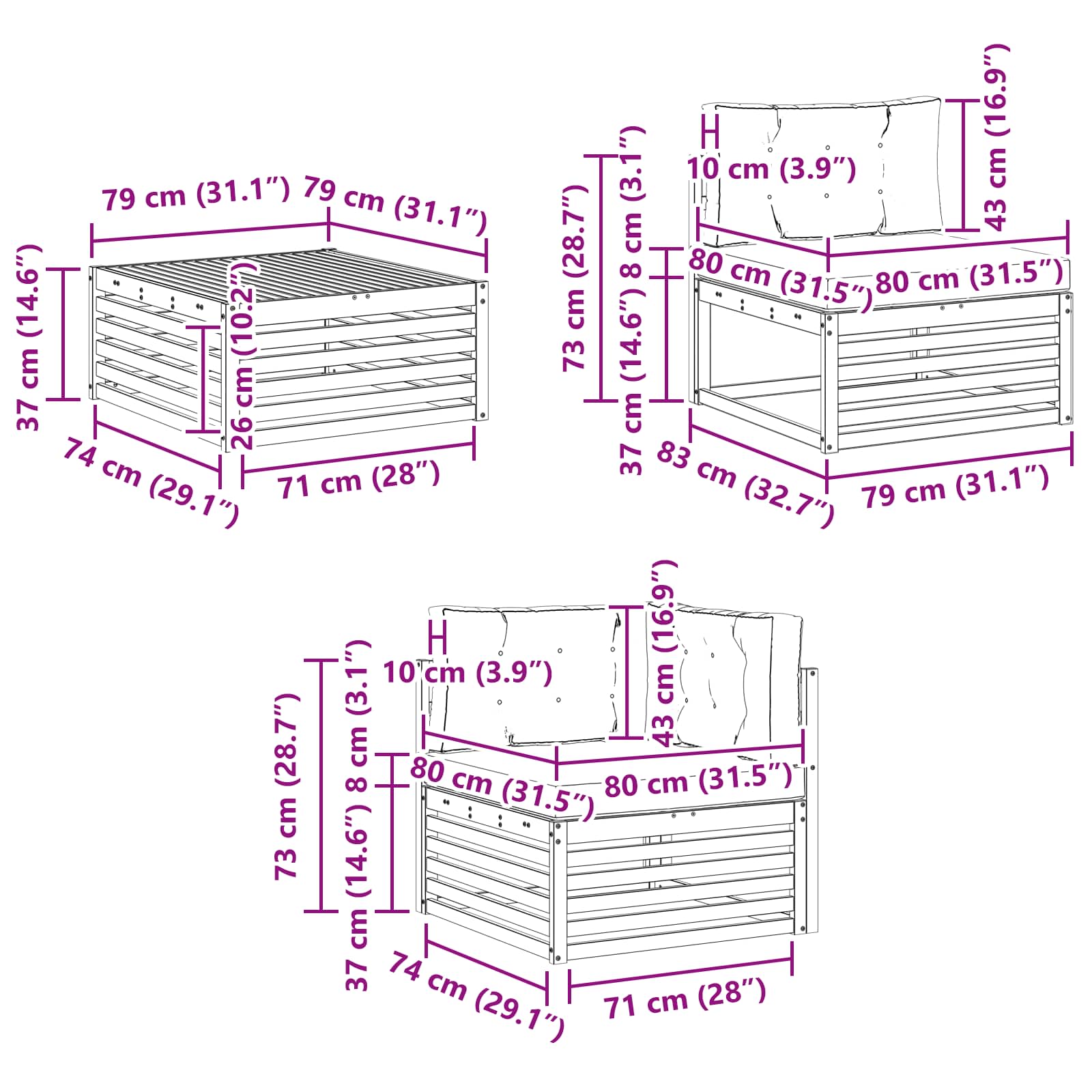 Kültéri kanapé szett párnával 5 pcs Természetes és bézs
