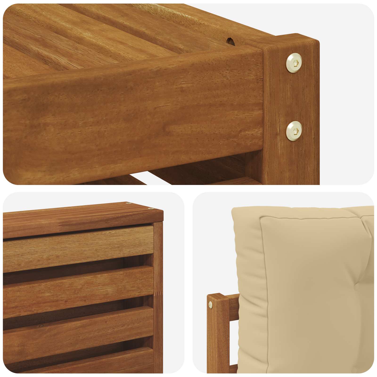 Kültéri kanapé szett párnával 5 pcs Természetes és bézs