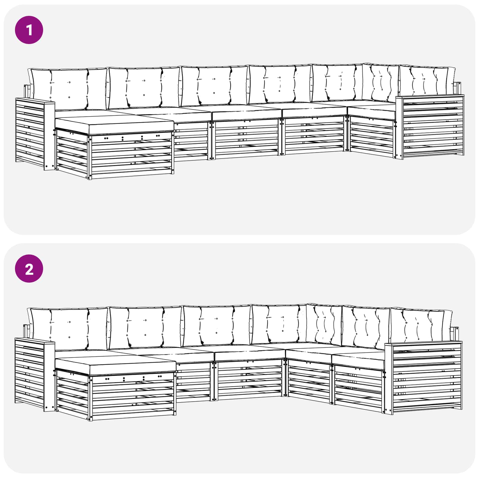 Ülőgarnitúrák 7 pcs Természetes és antracit Tömör Akácfa