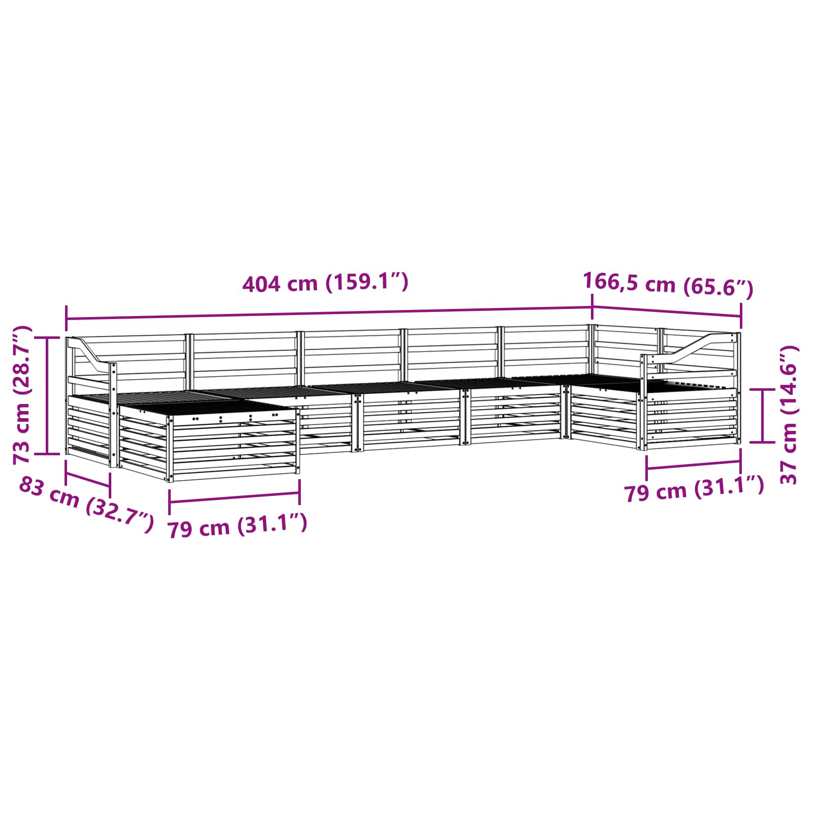 Ülőgarnitúrák 7 pcs Természetes Tömör Akácfa