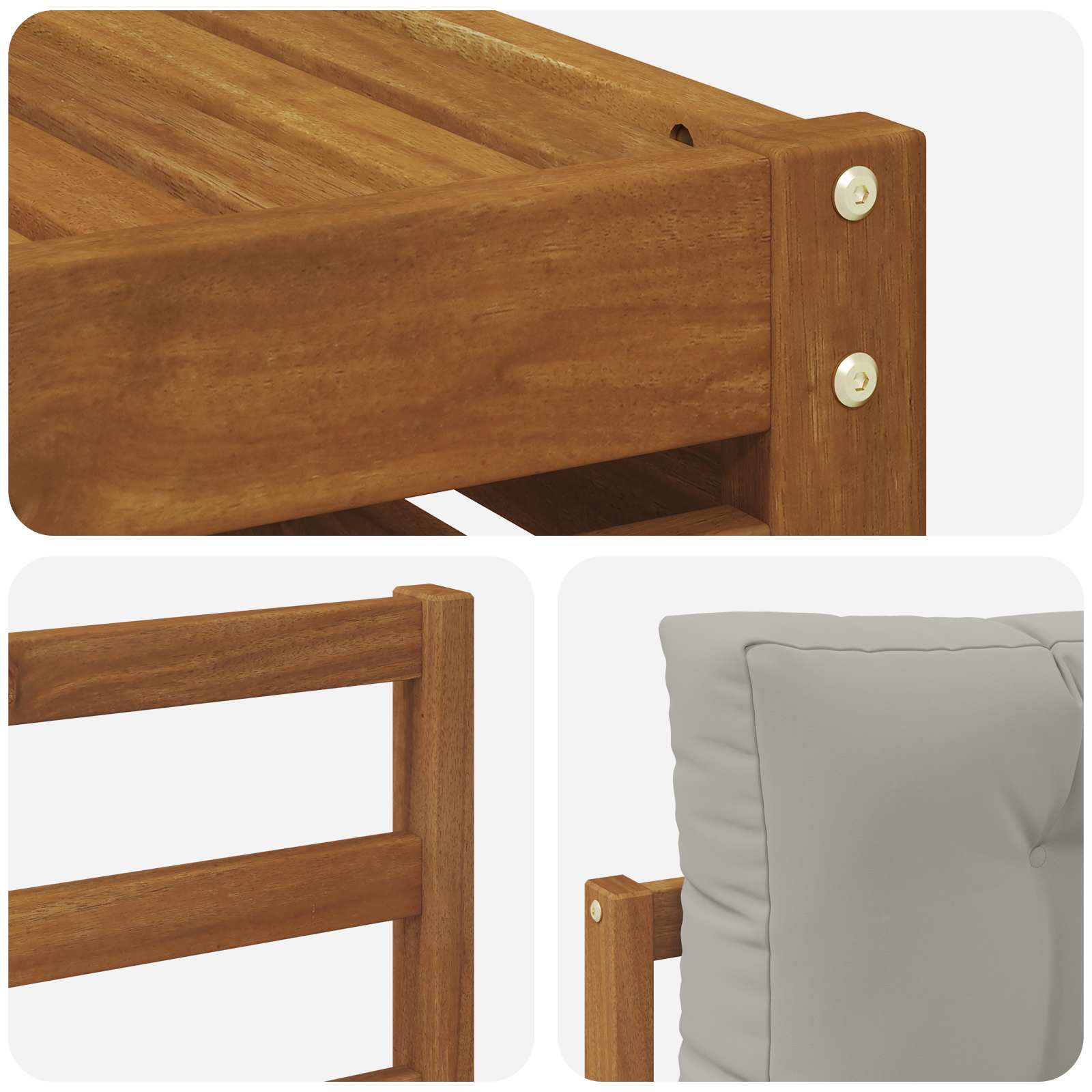 Ülőgarnitúrák 8 pcs Természetes és Világosszürke Tömör Akácfa