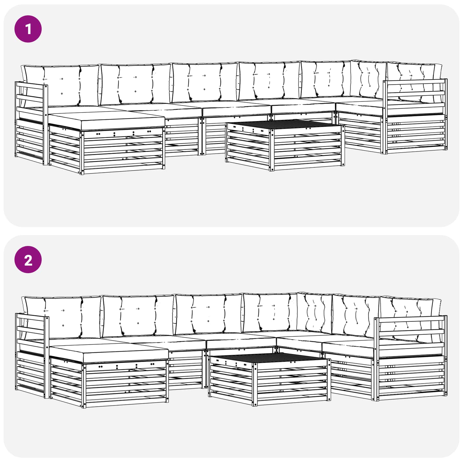 Ülőgarnitúrák 8 pcs Természetes és Világosszürke Tömör Akácfa