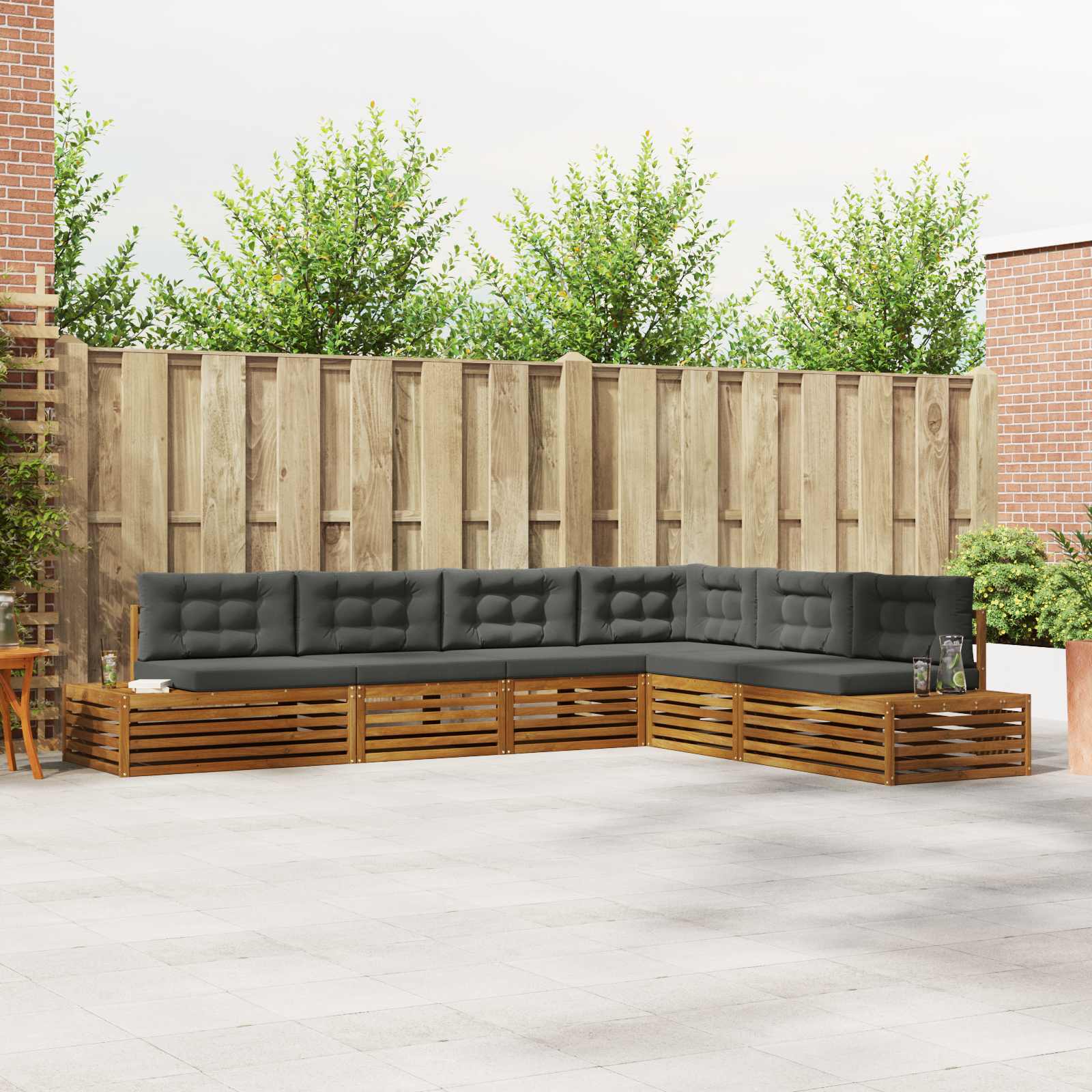 Kültéri kanapé szett párnával 6 Darab Természetes és antracit