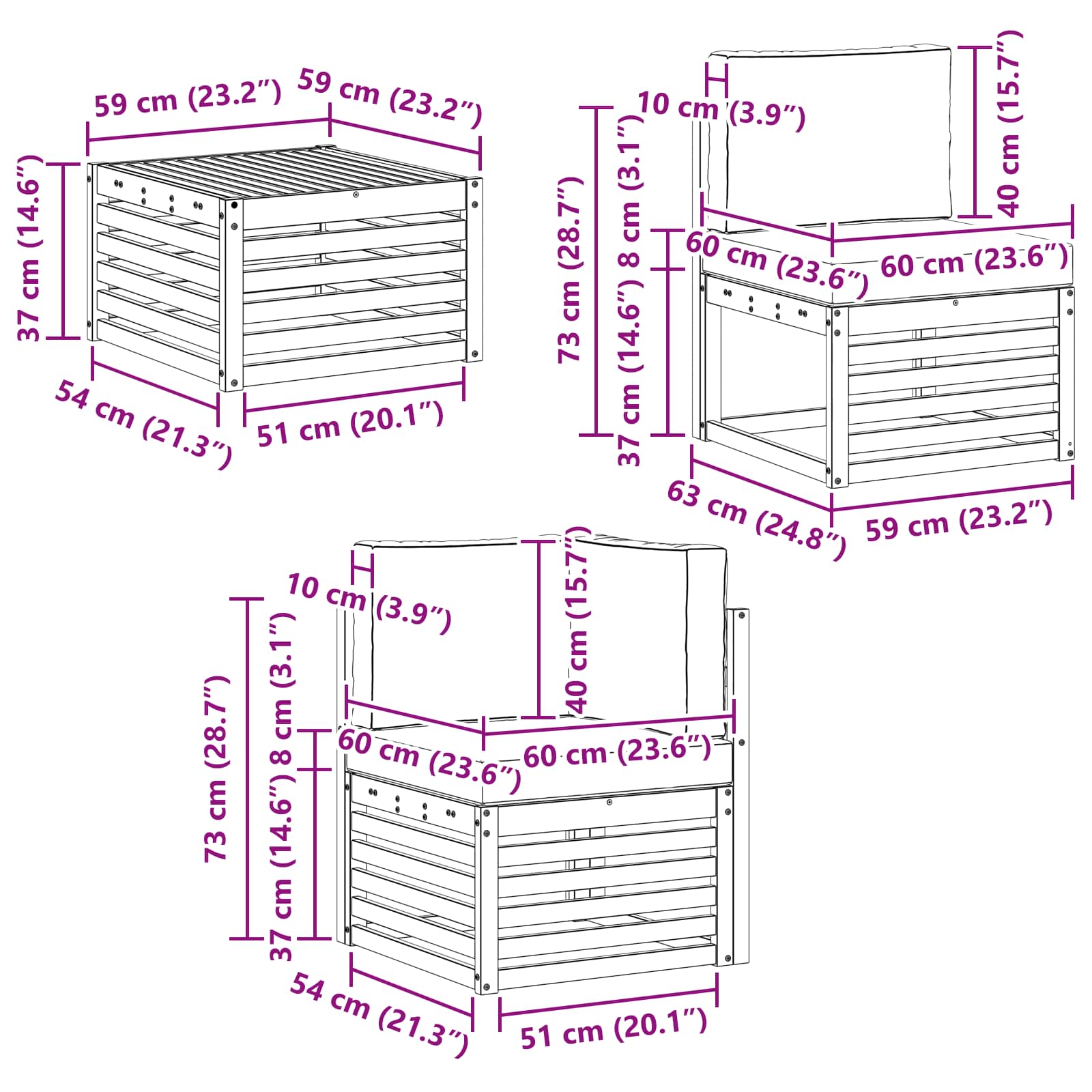 Bútor szettek 5 pcs Természetes és Világosszürke Faanyag