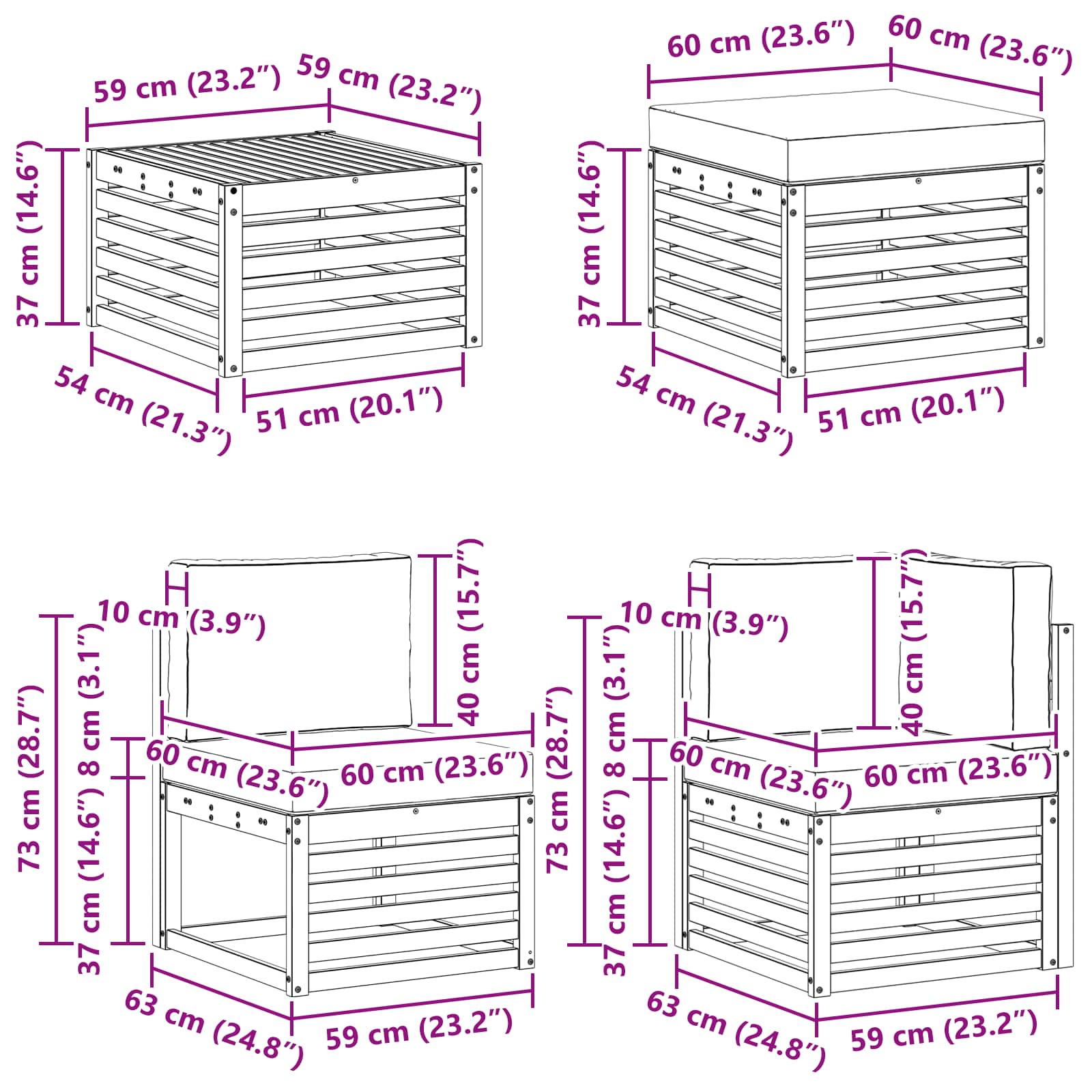 Ülőgarnitúrák 9 pcs Természetes és krémszínű Tömör Akácfa