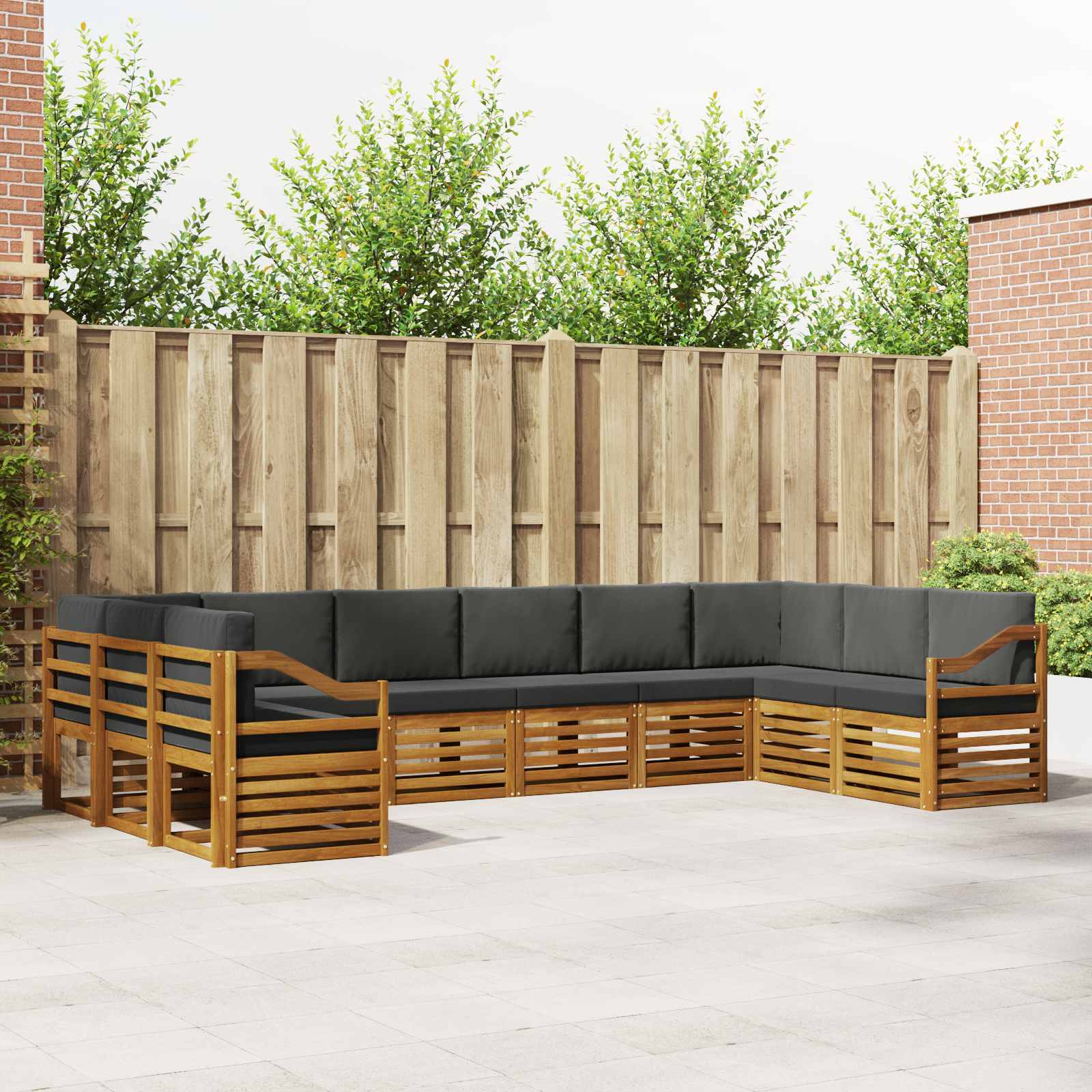 Ülőgarnitúrák 10 pcs Természetes és antracit Tömör Akácfa