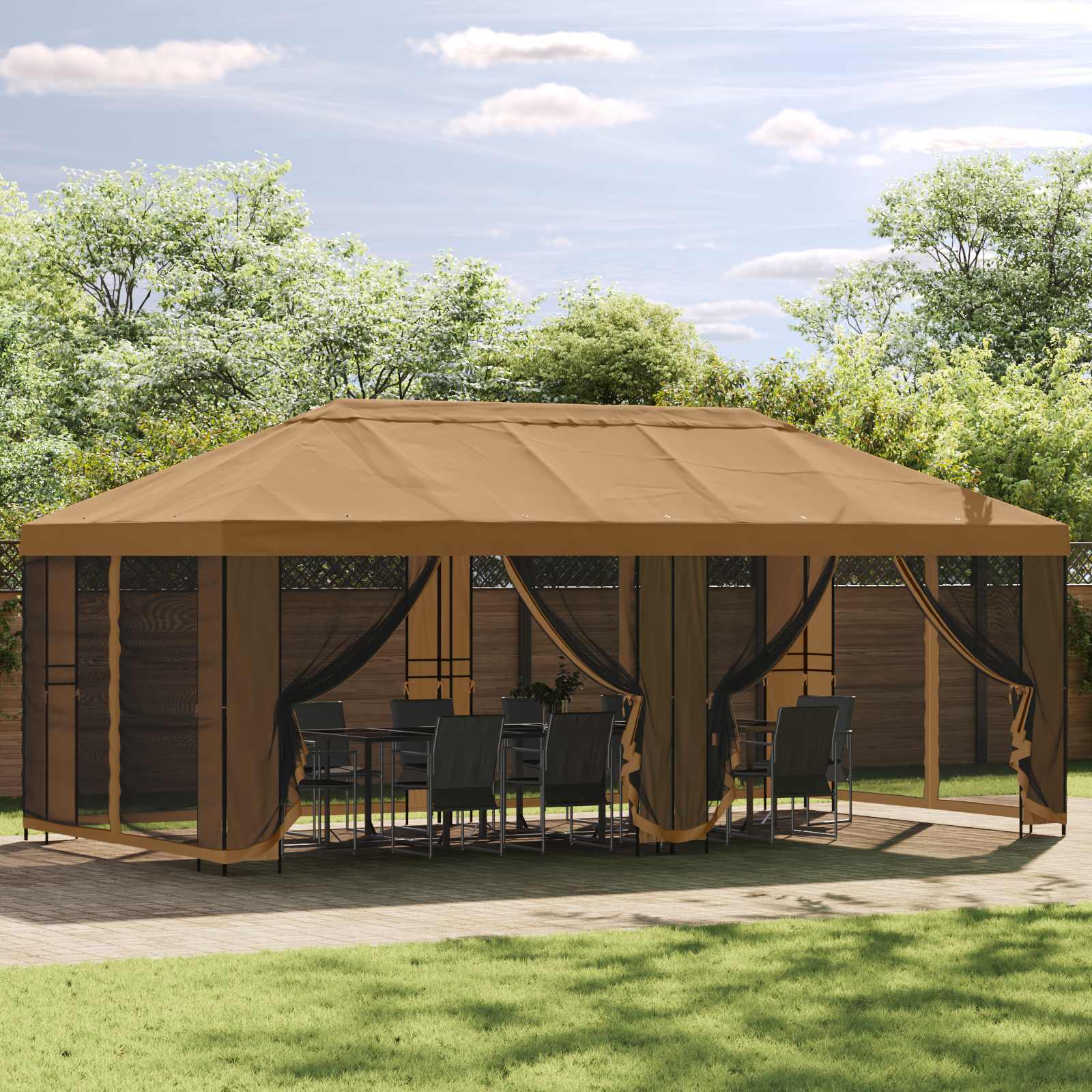 Pavilon Váz 6 x 3 m Fekete Acél