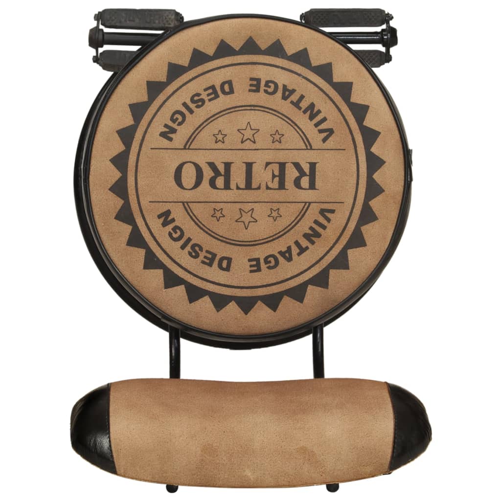 2 db barna-fekete valódi kecskebőr bárszék vászonnyomattal