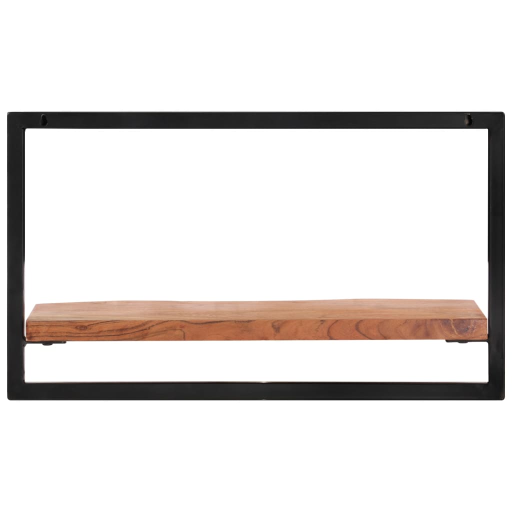 2 darab tömör akácfa és acél falipolc 60 x 25 x 35 cm 