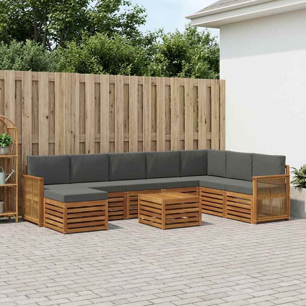 Kültéri kanapé szett párnával 7 pcs Természetes és antracit