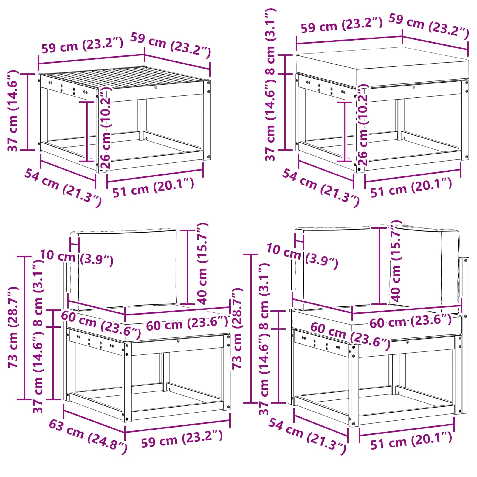 Kültéri kanapé szett 9 pcs Természetes és antracit Tömör Akácfa