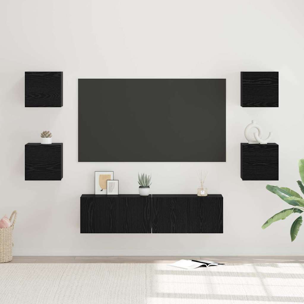 TV szekrény garnitúra 6 pcs Fekete tölgy Faanyag