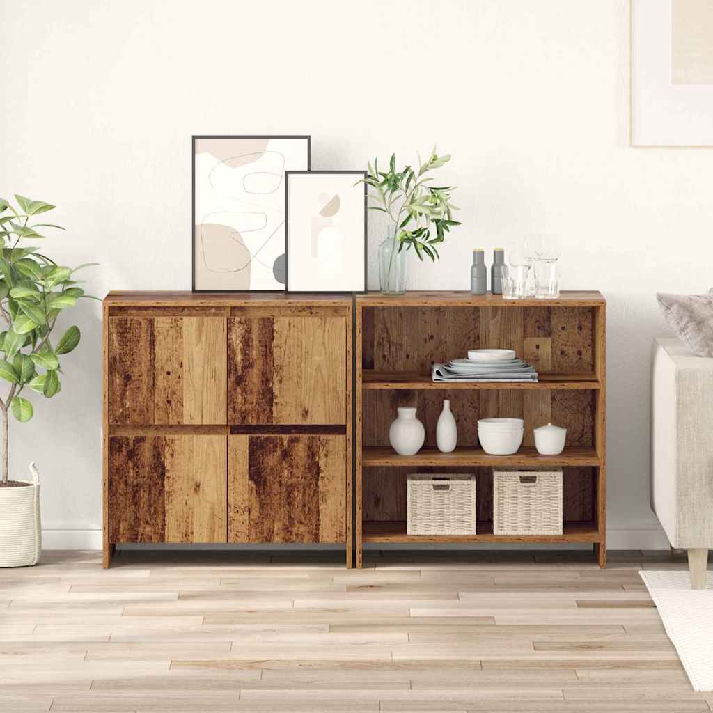 Széf 2 pcs Öreg fa 70 x 41 x 75 cm Faanyag