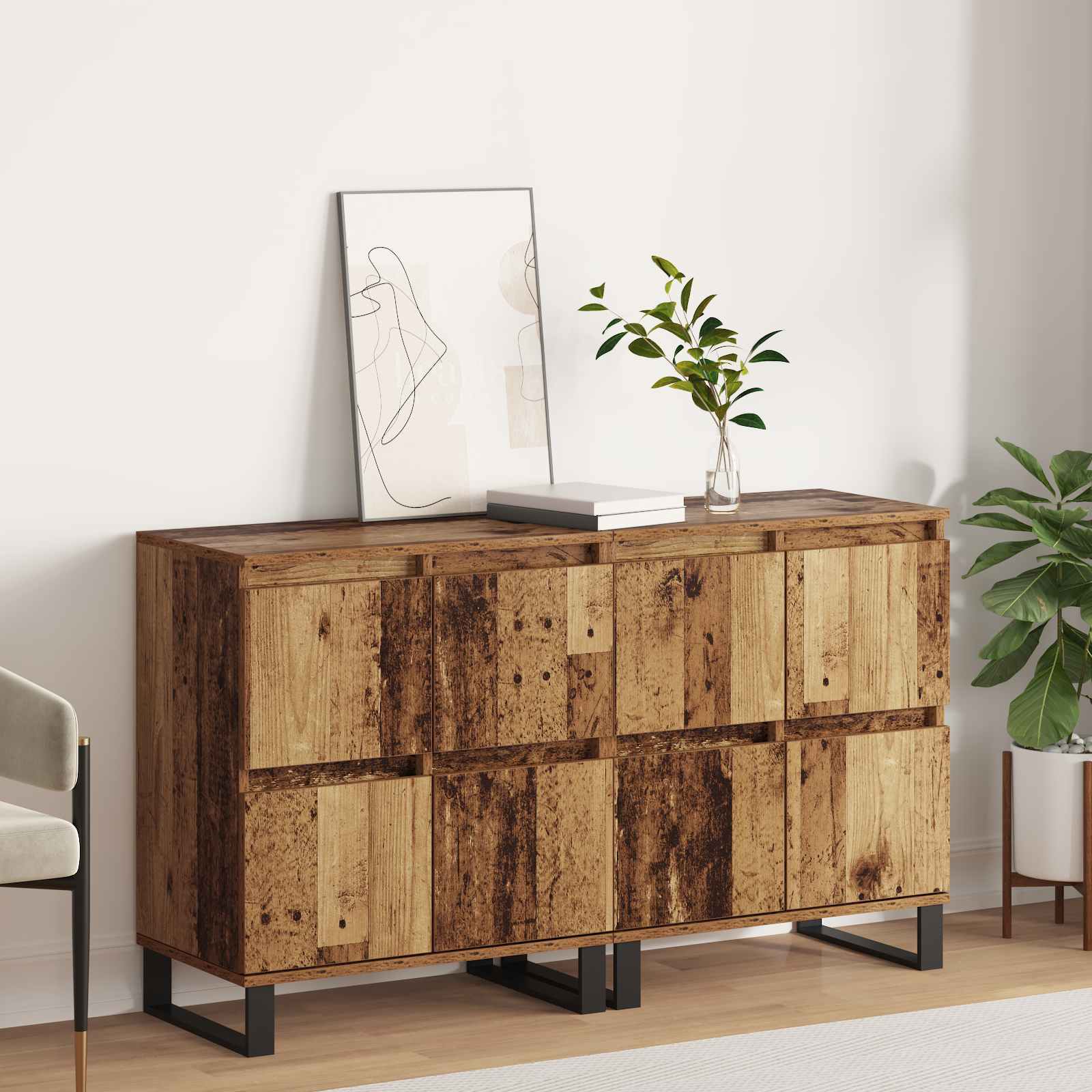 Széf 2 pcs Öreg fa 60 x 35 x 70 cm