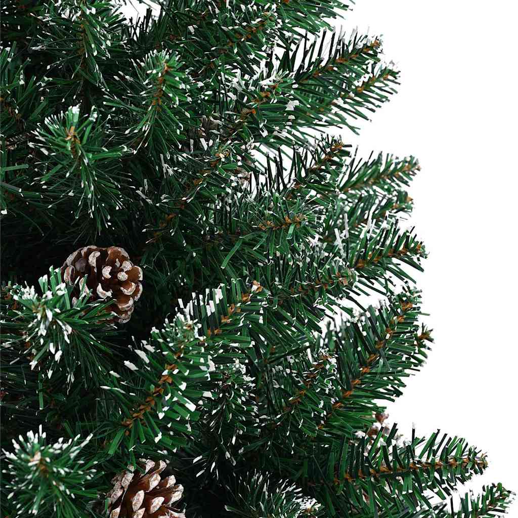 Karcsú karácsonyfa 150 LED-del Zöld 150 cm PVC és tömör fenyőfa