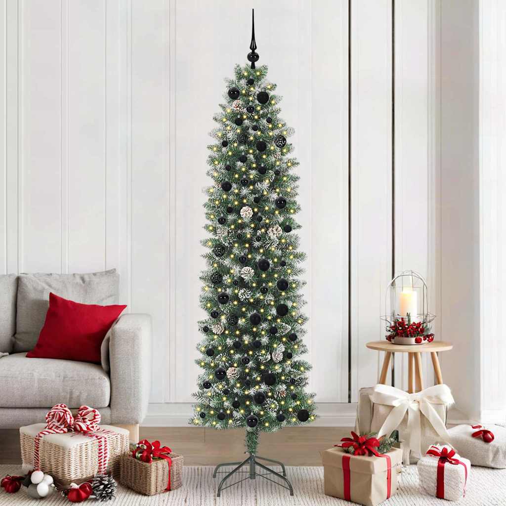 Mű Karcsú Karácsonyi Fa 300 LED-del Zöld és Fehér 210 cm