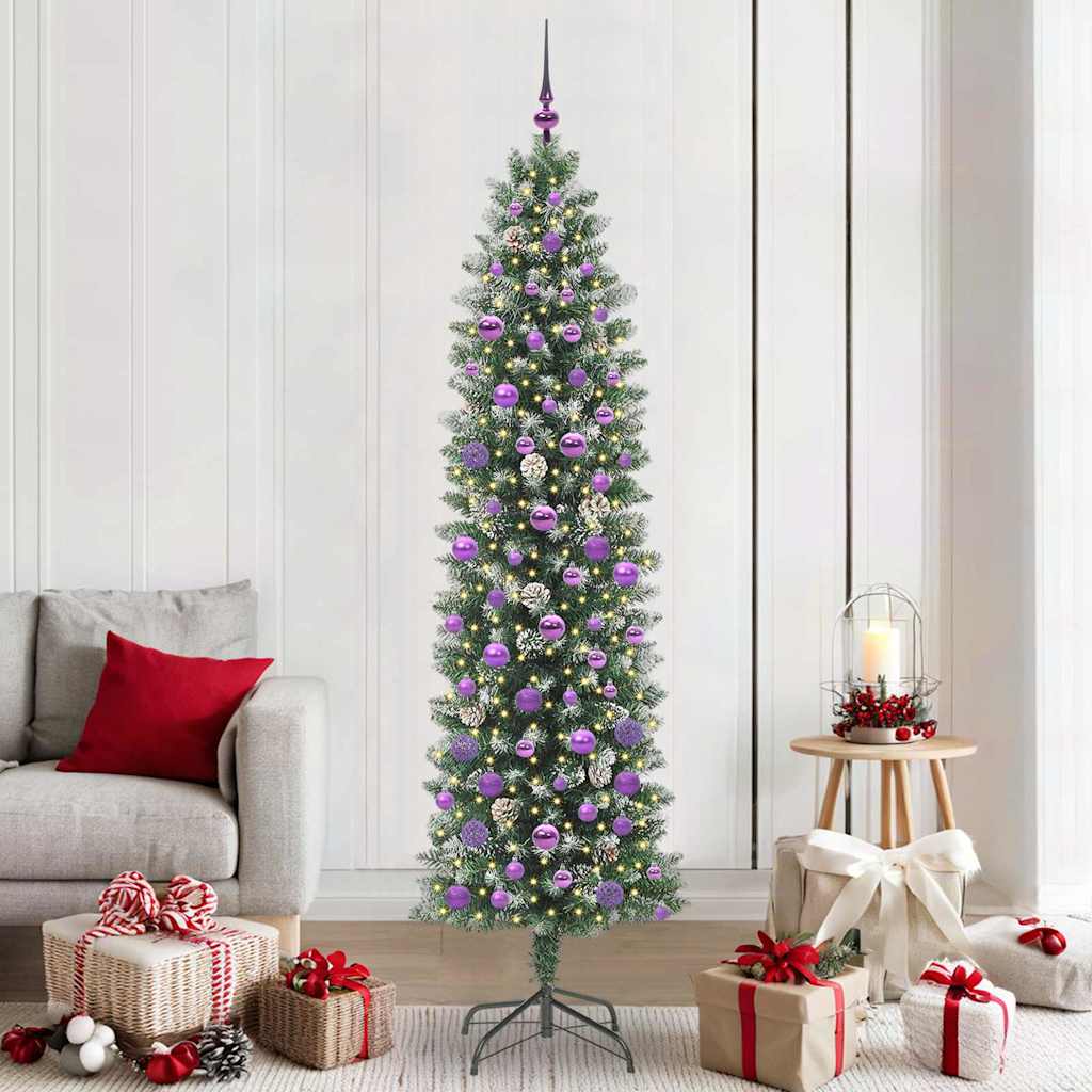 Mű Karcsú Karácsonyi Fa 300 LED-del Zöld és Fehér 210 cm