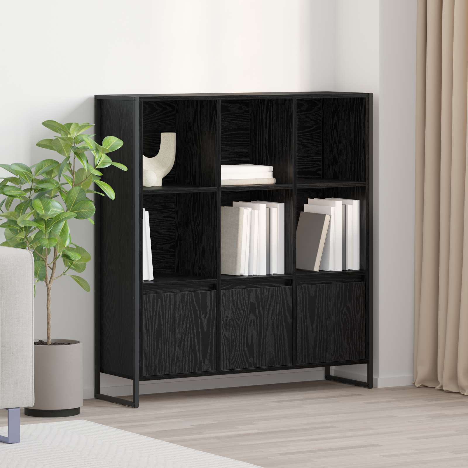 Könyvespolc 2 pcs Fekete tölgy 99,5 x 30 x 108 cm Faanyag
