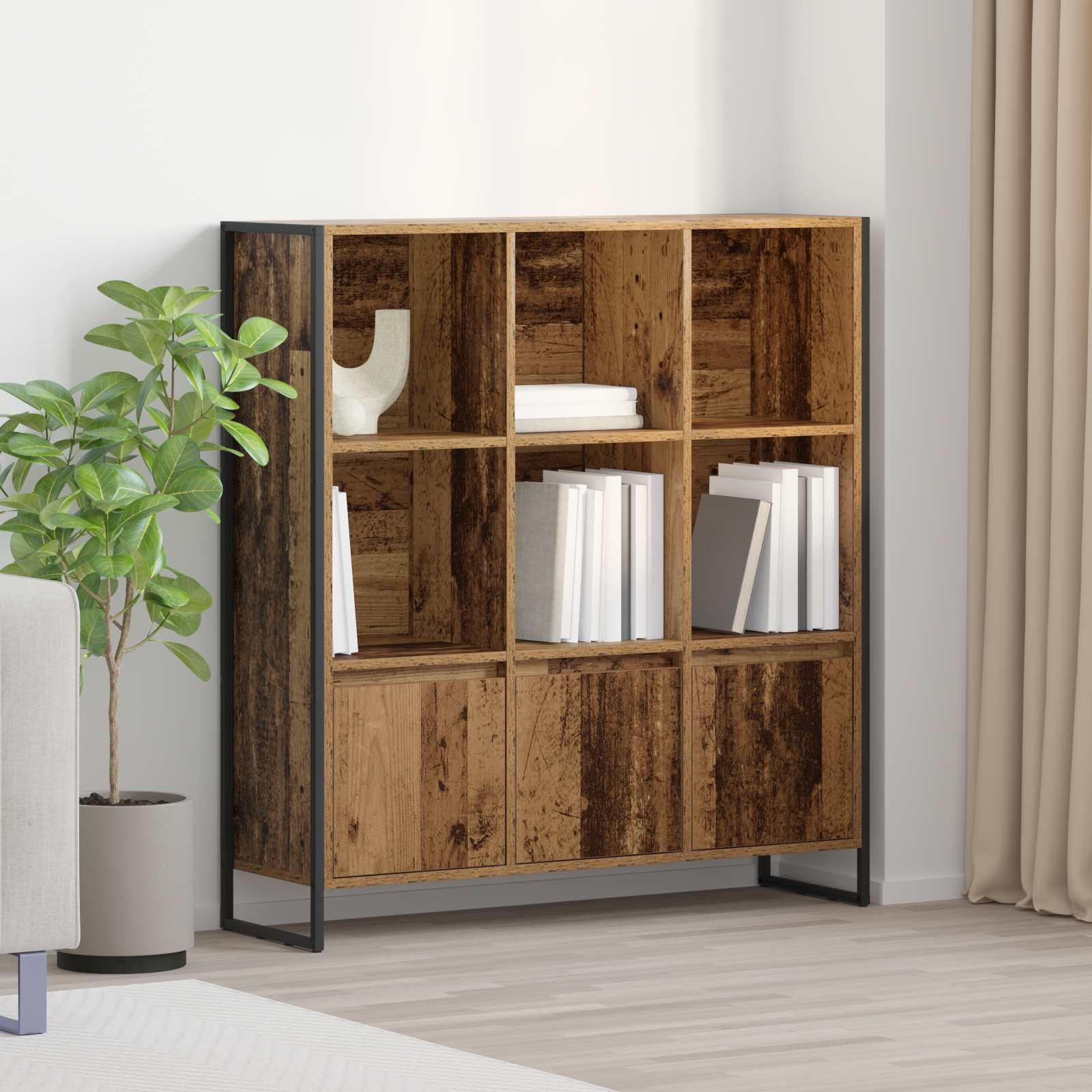 Könyvespolc 2 pcs Öreg fa 99,5 x 30 x 108 cm Faanyag
