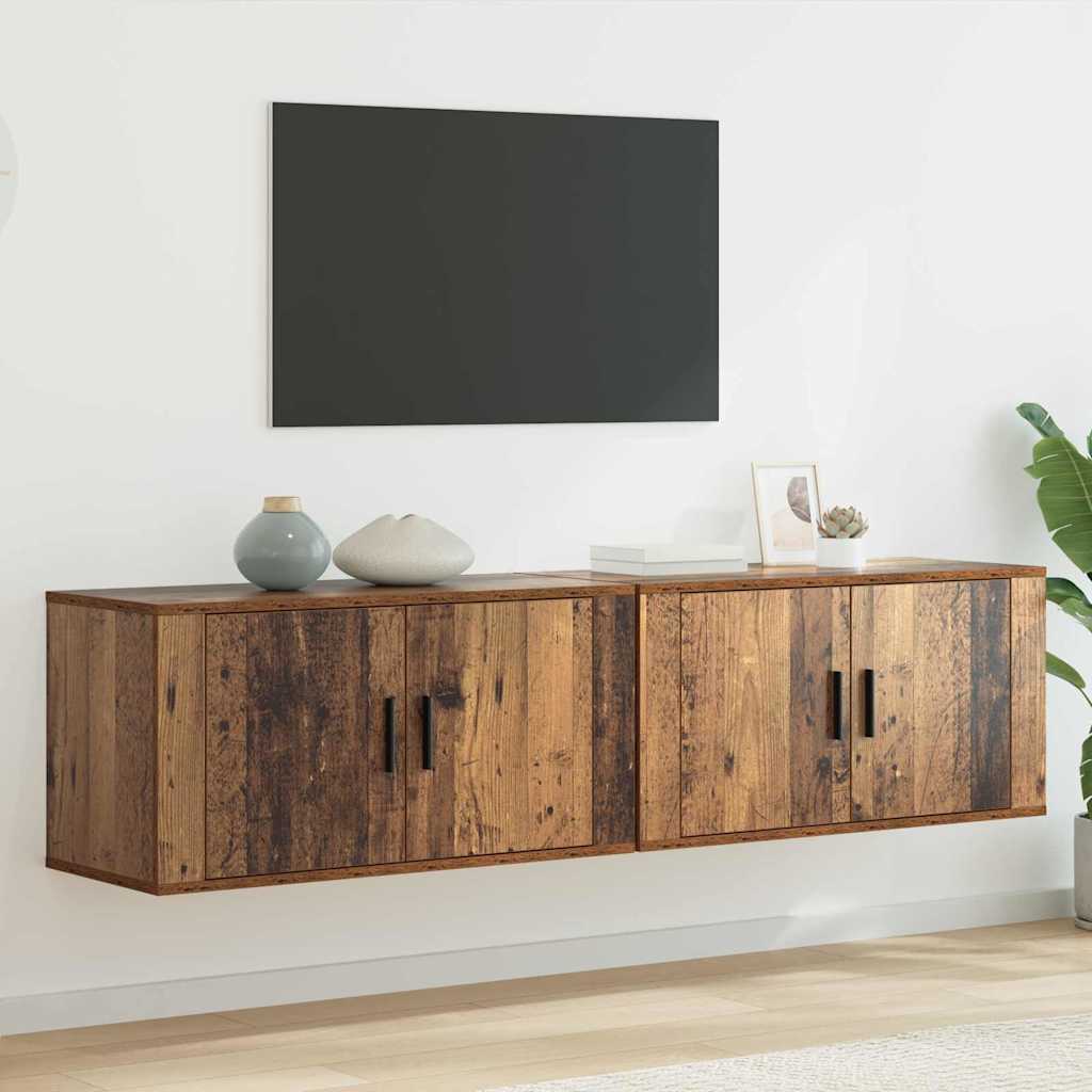 Fali TV szekrény szett 2 pcs Öreg fa 80 x 34,5 x 40 cm Faanyag