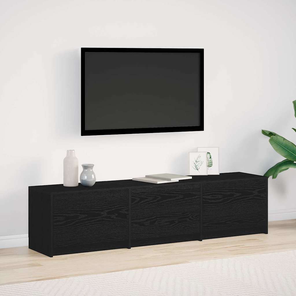 LED-es tévéállvány Fekete Tölgy 165 x 34 x 40 cm Mérnöki fa