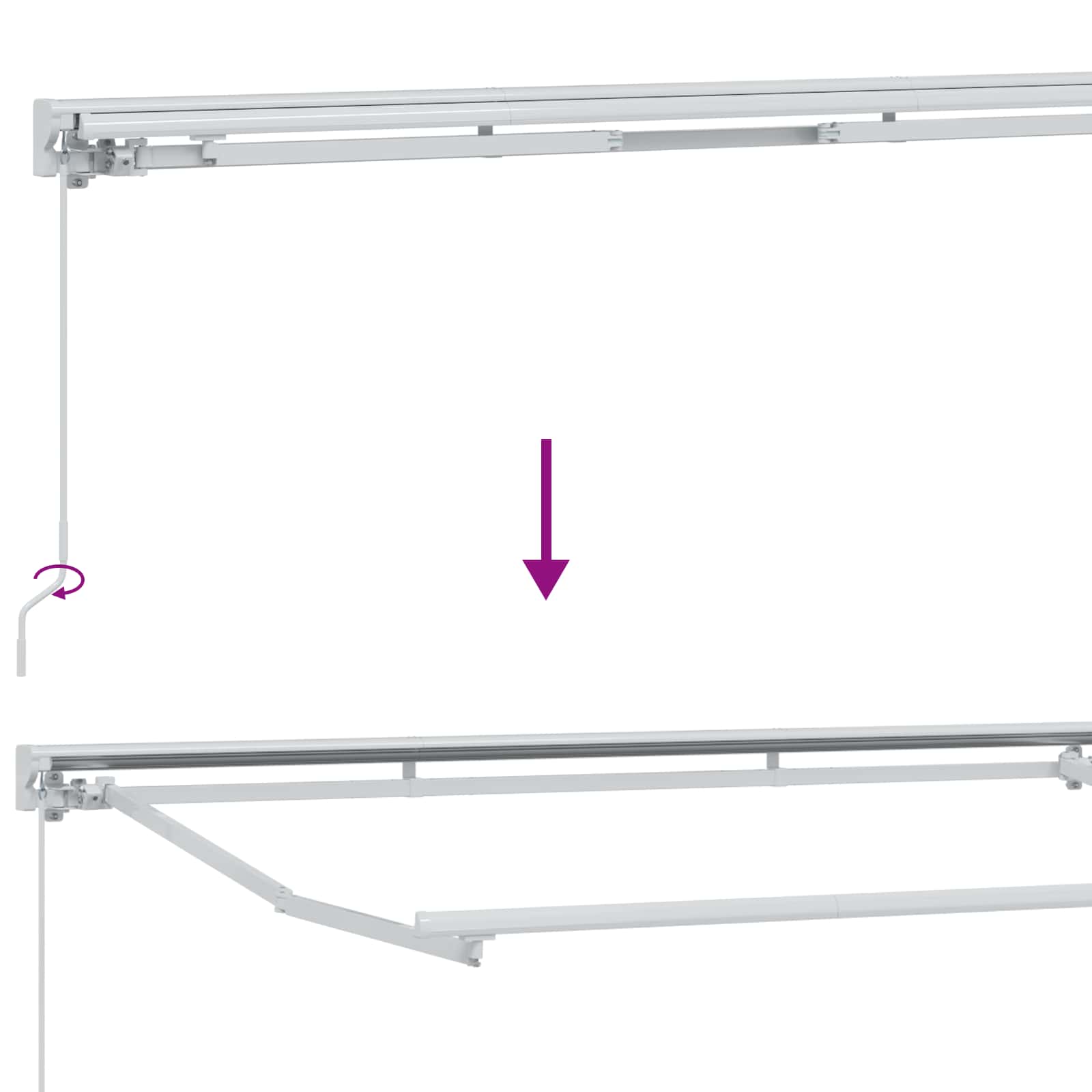 Kézi napellenző keret LED világítással Krém 5 × 3,5 m