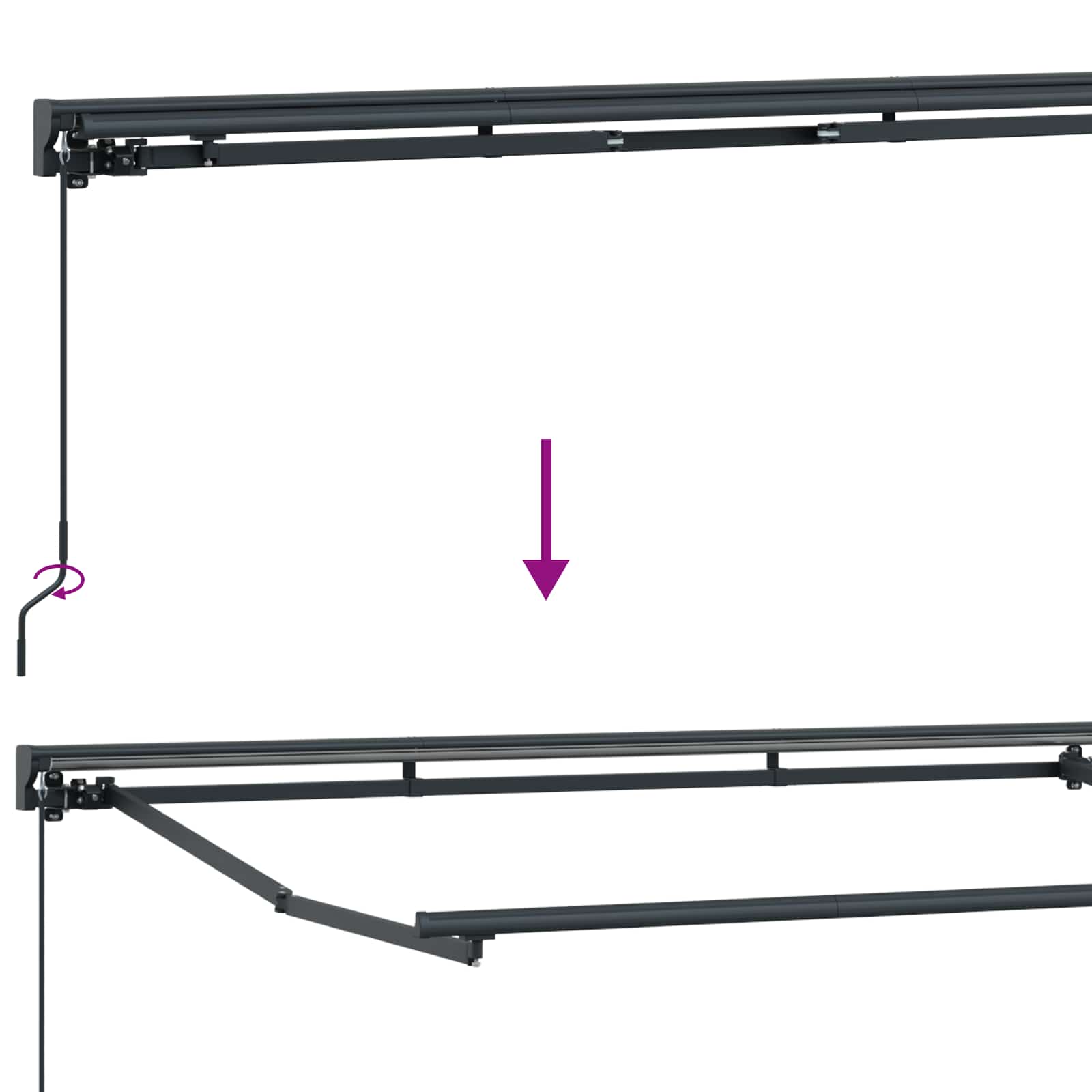 Kézi napellenző keret LED világítással Piros 3,5 x 2,5 m