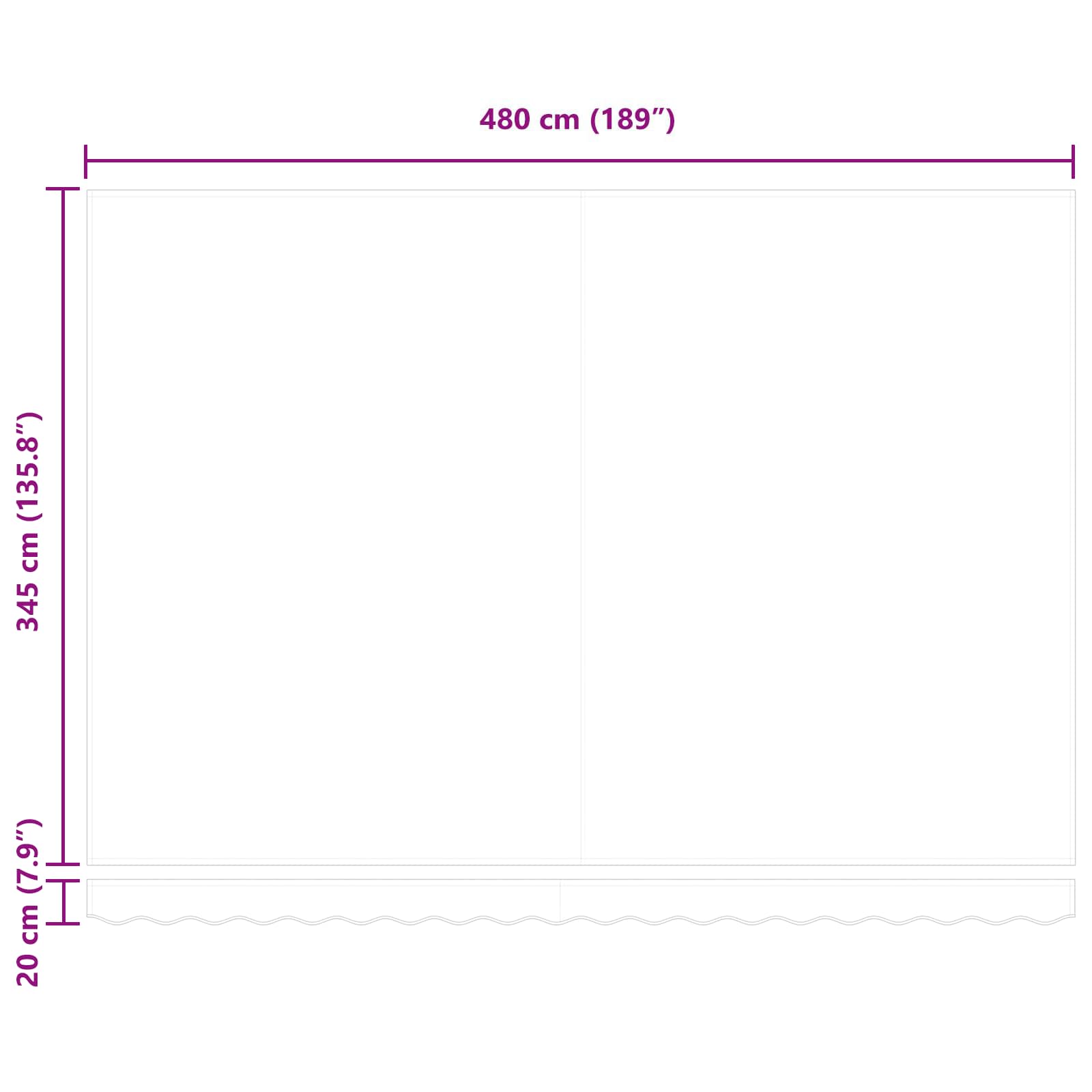 Kézi napellenző keret LED világítással Krém 5 × 3,5 m