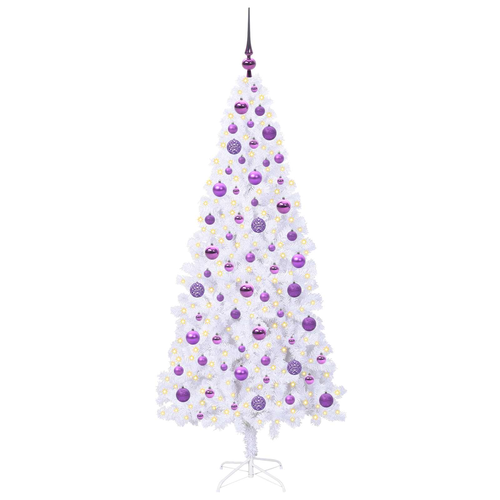 Mű karácsonyfa 300 LED-del állvánnyal Fehér 180 cm PVC és Acél