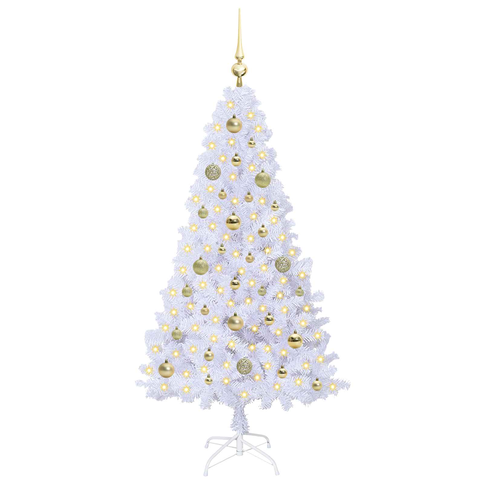 Mű karácsonyfa 150 LED-del állvánnyal Fehér 150 cm PVC és Acél