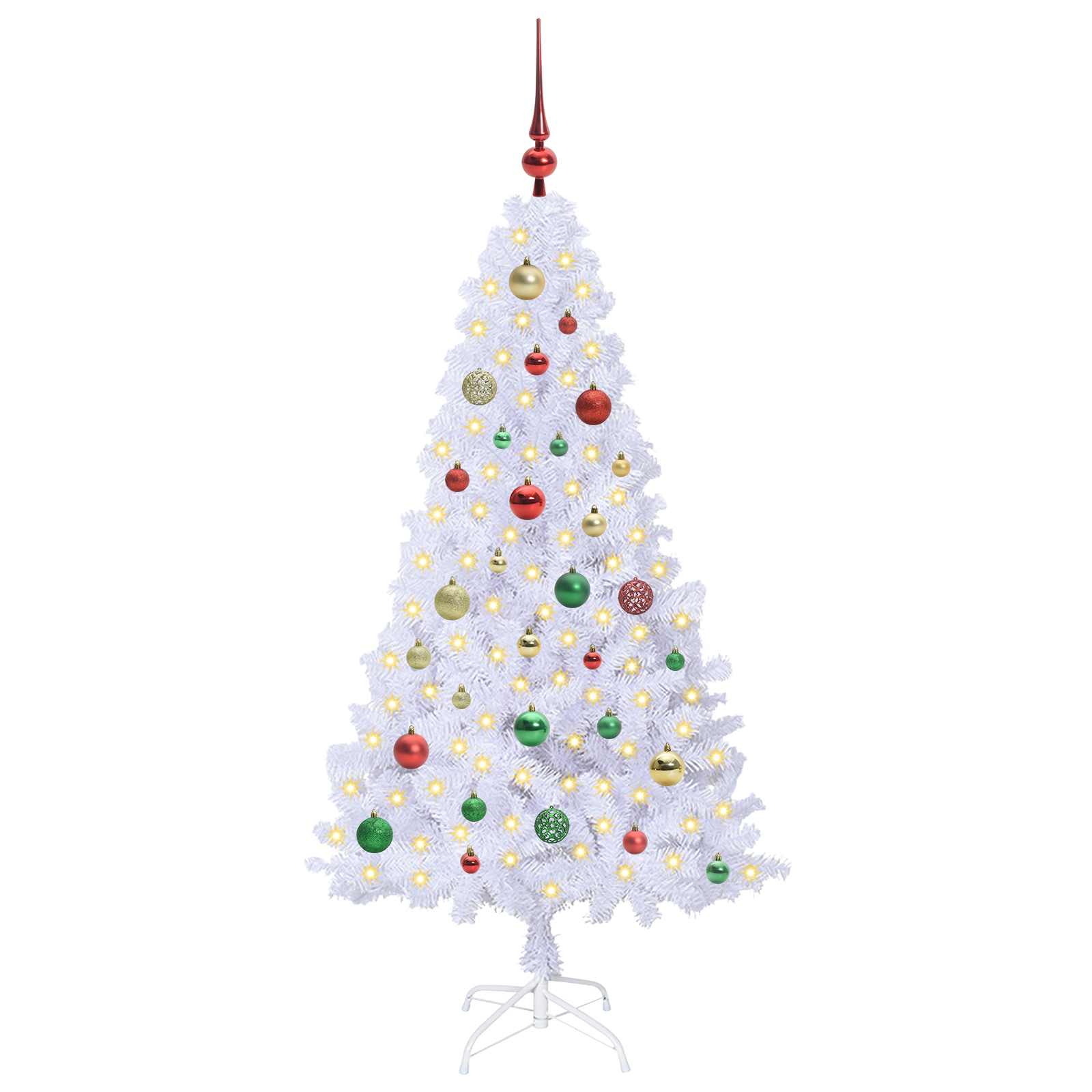 Mű karácsonyfa 150 LED-del állvánnyal Fehér 150 cm PVC és Acél