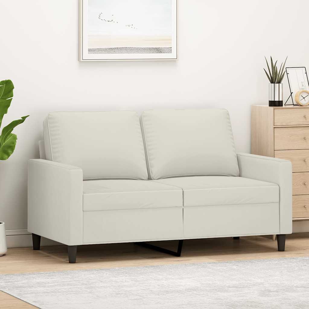 Kétszemélyes krémszínű bársony kanapé 120 cm