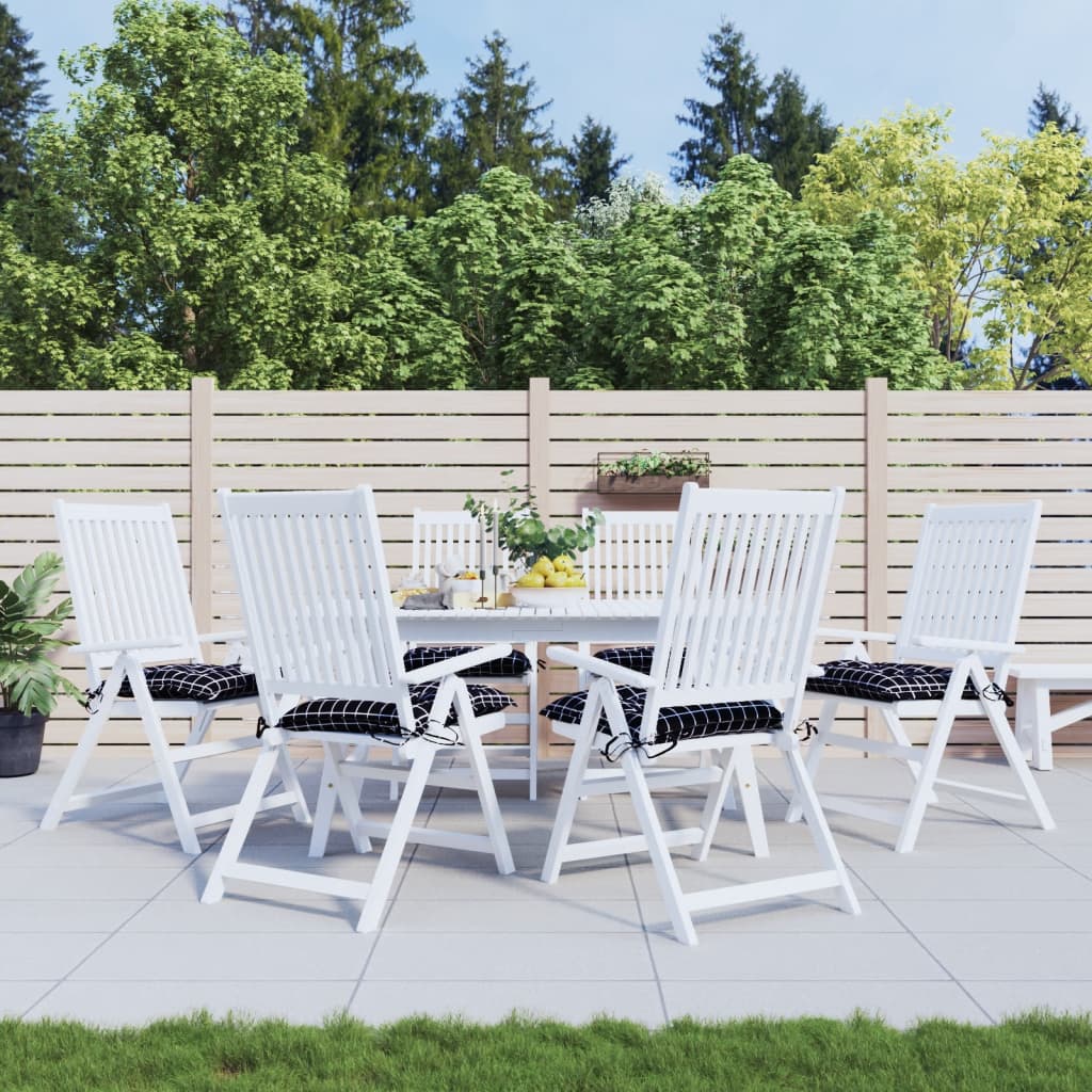 6 db fekete kockás oxford szövet székpárna 50 x 50 x 7 cm