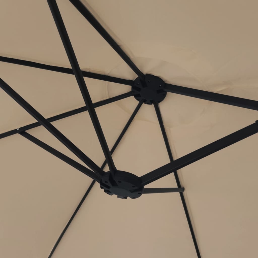 Tópszínű dupla tetős napernyő LED-ekkel 449 x 265 cm