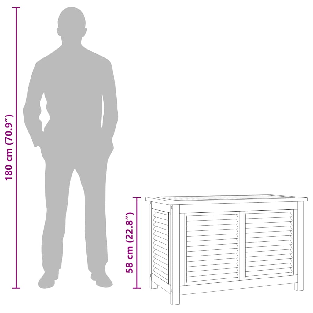 Tömör tíkfa kerti tárolóláda zsákkal 90 x 50 x 58 cm
