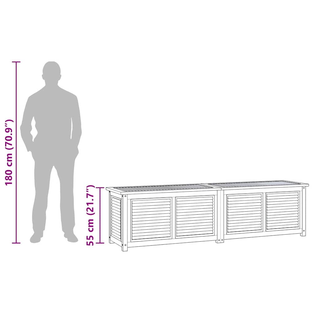 Tömör tíkfa kerti tárolóláda zsákkal 200 x 50 x 55 cm