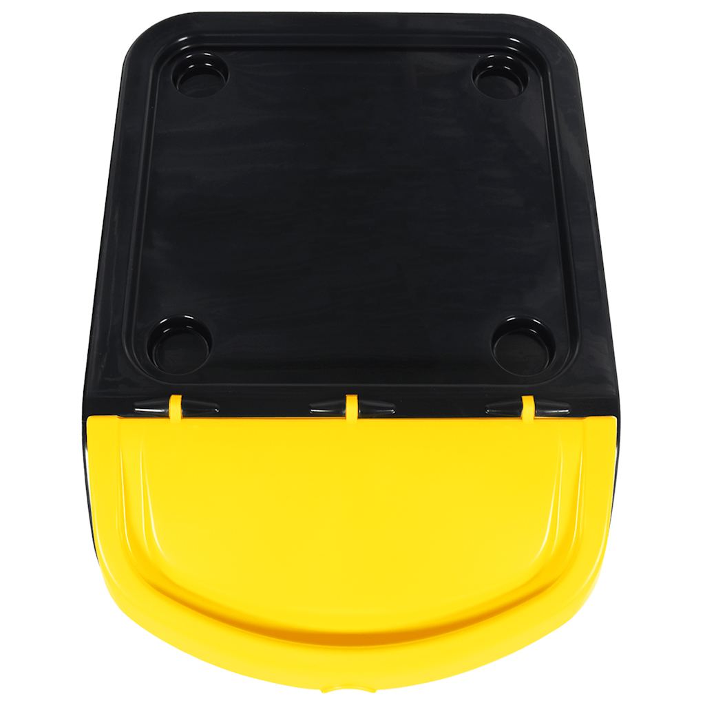 Egymásra rakható hulladékgyűjtők fedelekkel 3 db Fekete PP 78 L